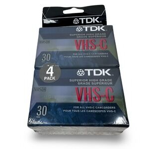 TDK VHS-C 30 Min Superior‎ High Grade Video Cassette TC-30HG 4 Pack Sealed